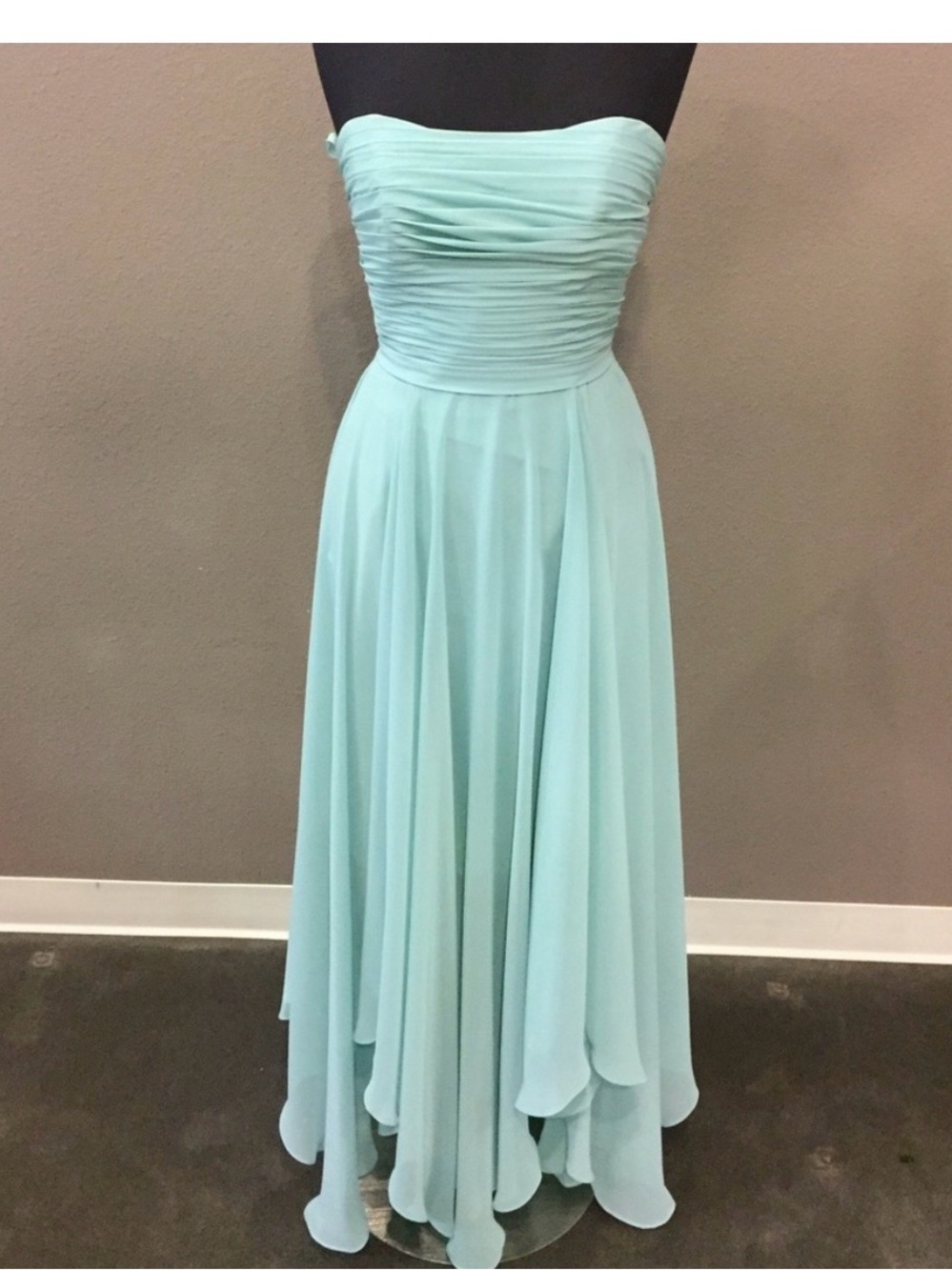 Strapless mint Chiffon Maxi Dress